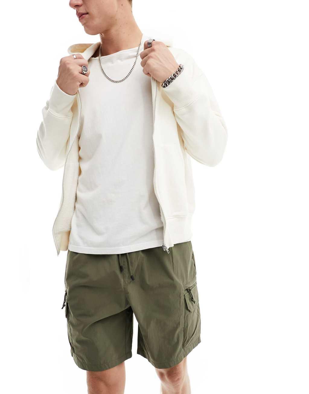 River Island cargo shorts in khaki Product Image