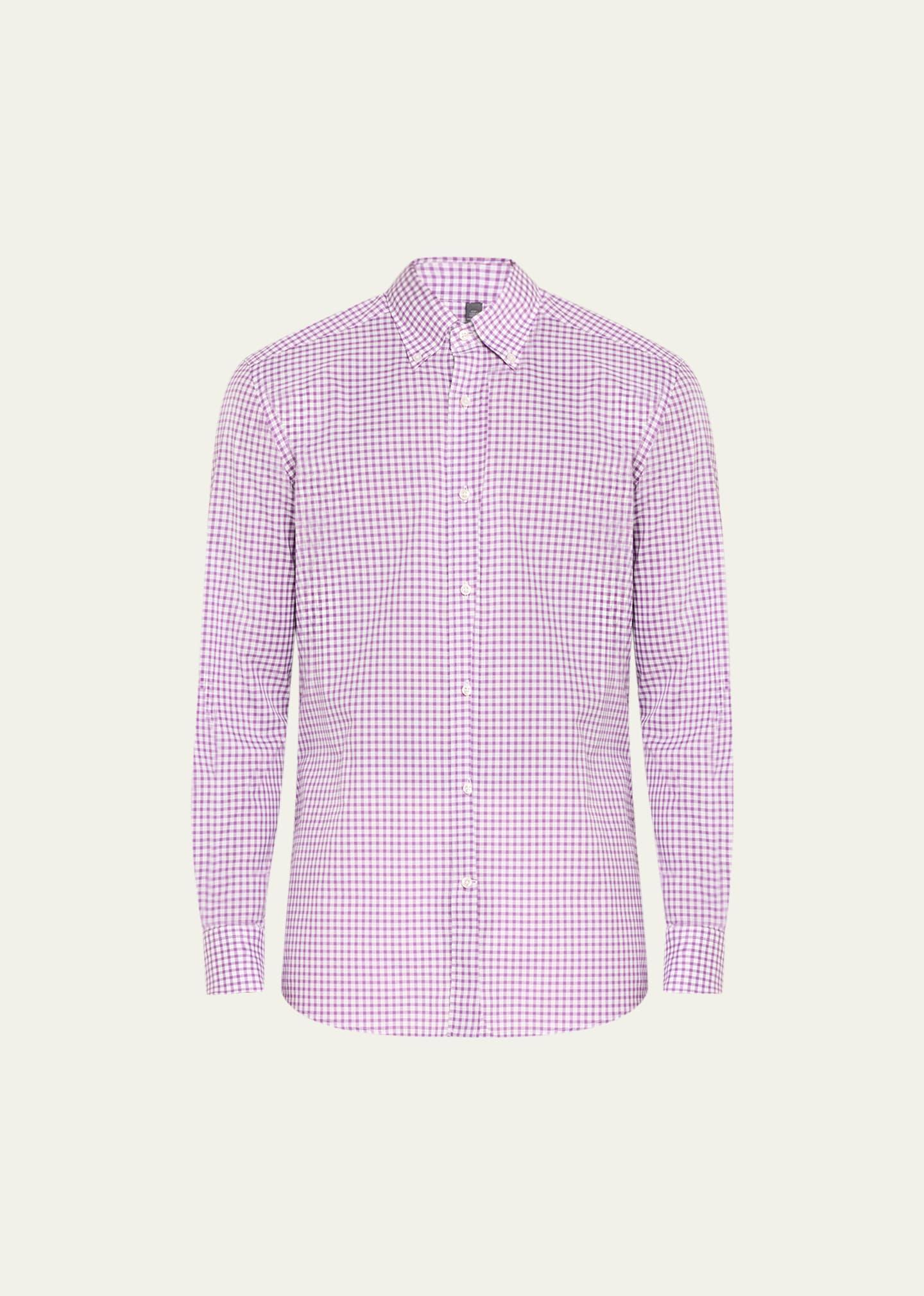 Mens Cotton Gingham Check Sport Shirt Product Image