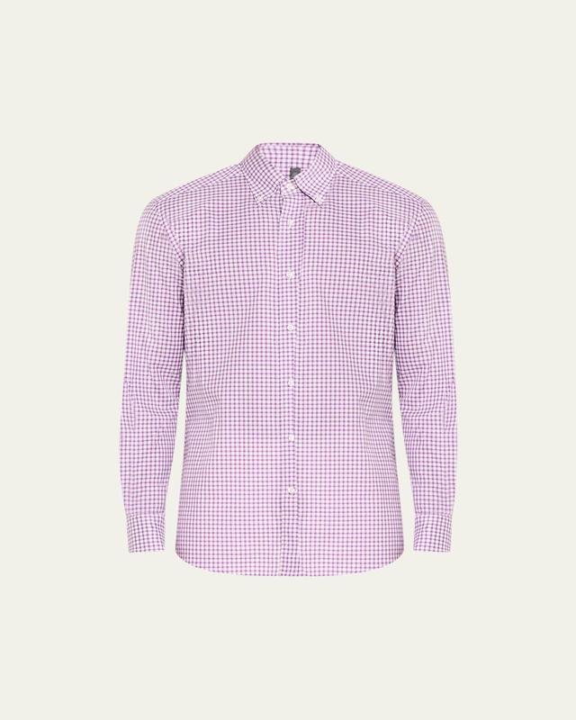 Mens Cotton Gingham Check Sport Shirt Product Image