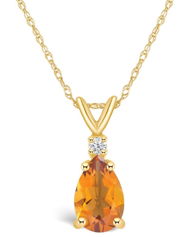 Celebration Gems 14k Gold Pear Shaped Citrine & Diamond Accent Pendant Necklace, Womens 14k Whgold Product Image