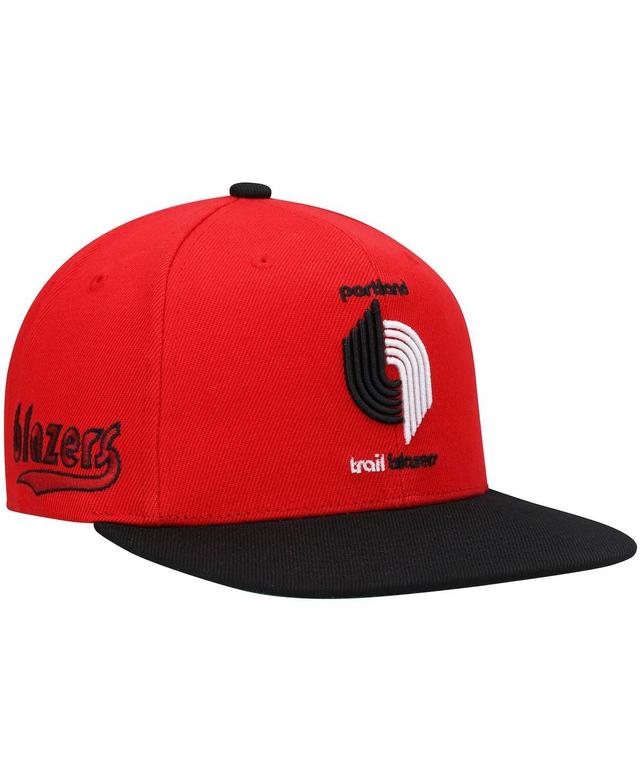 Mens Mitchell & Ness Red and Black Portland Trail Blazers Hardwood Classics Snapback Hat - Red Product Image