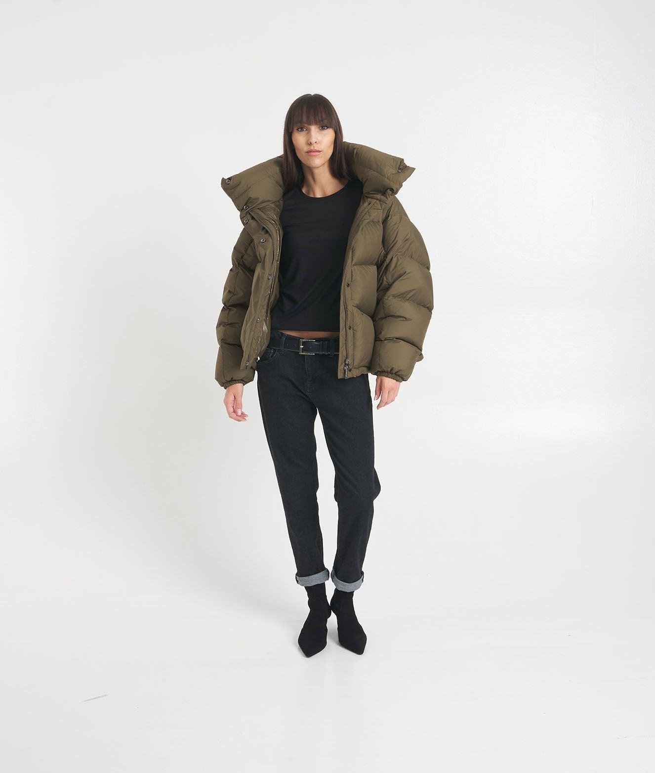 Down jacket with high collar Product Image