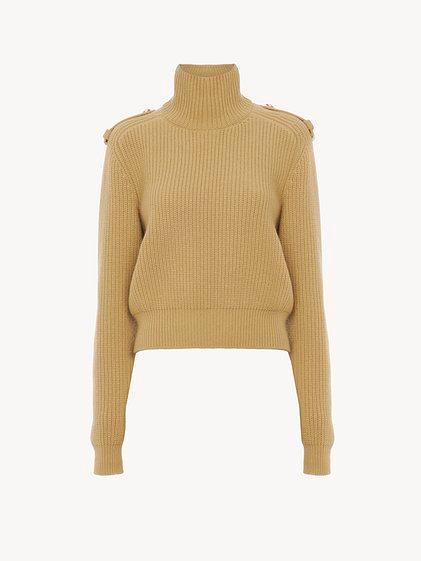 Mock-neck sweater in wool & cashmere Product Image