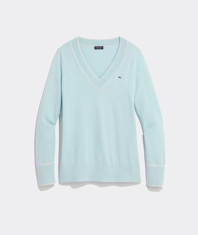 Cotton Cashmere Heritage Tipped V-Neck Product Image