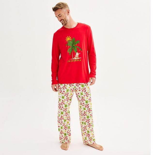 Mens Jammies For Your Families Christmas Spirit Top & Pants Pajama Set Natural Product Image