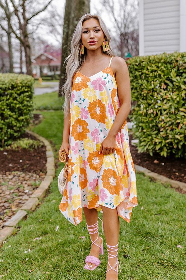 Sweet Georgia Peach Floral Midi Dress In Orange product image