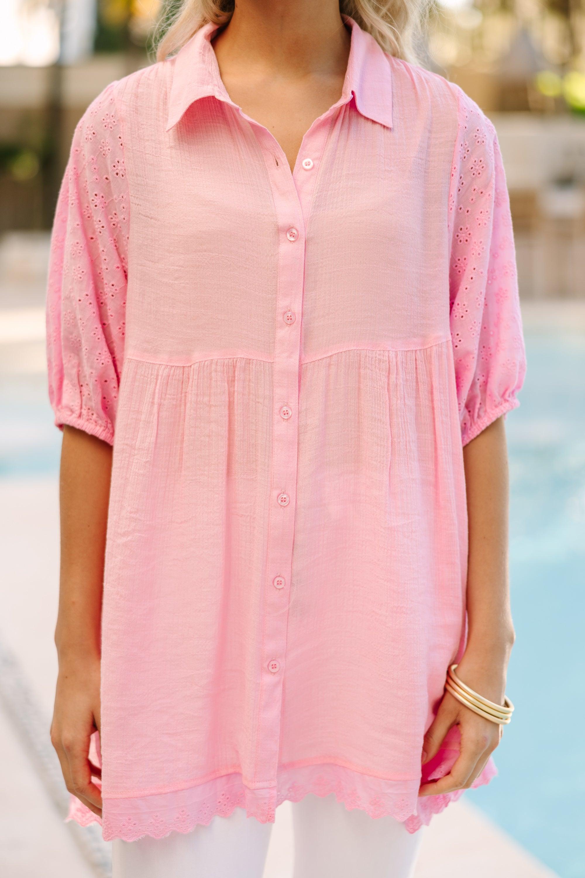 See You There Bubblegum Pink Eyelet Tunic Female Product Image