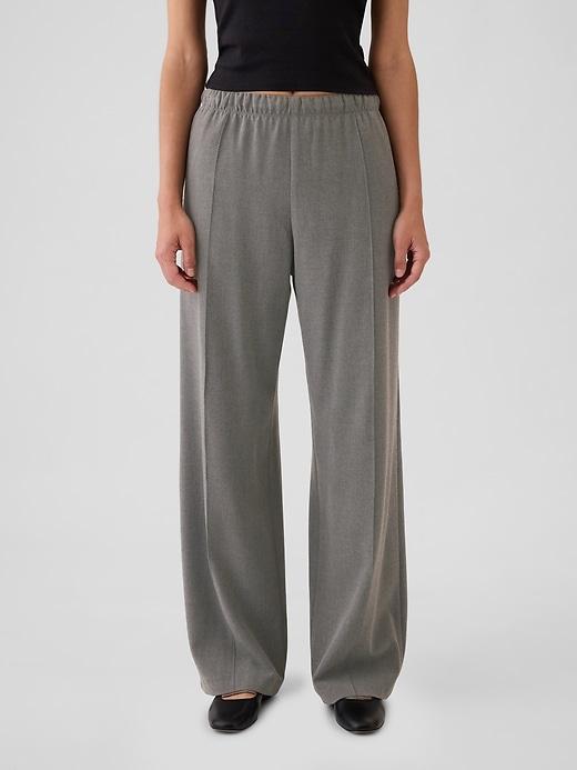 Wide-Leg Seamed Pull-On Pants Product Image