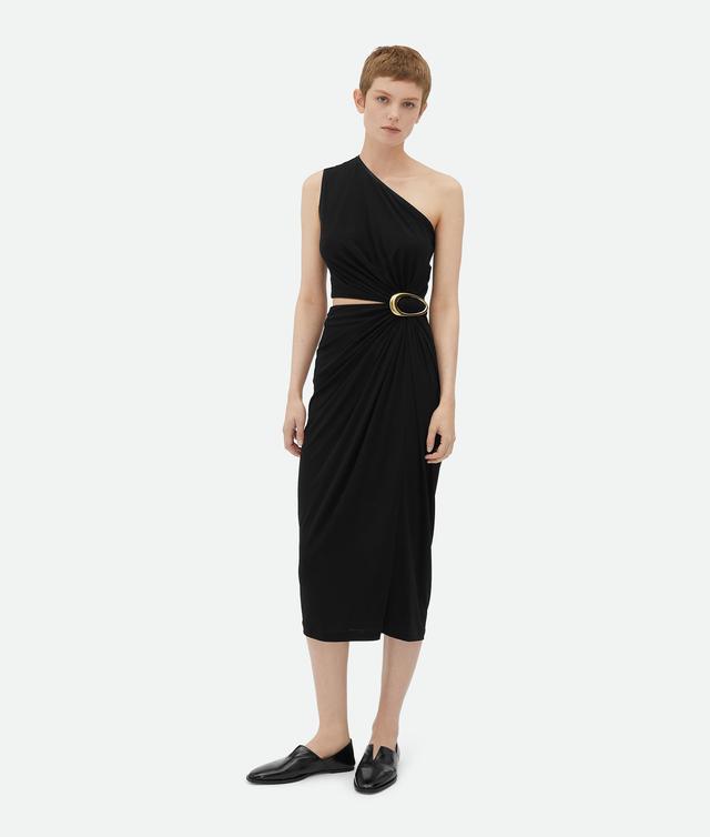 Women's Crepe Viscose Jersey Dress in Black Product Image