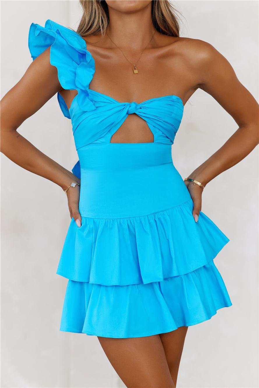 Ruffled Out Dress Blue Product Image