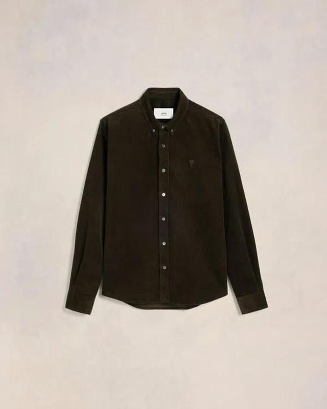 AMI ALEXANDRE MATTIUSSI Ami De Coeur Corduroy Shirt In Dark Coffee Product Image