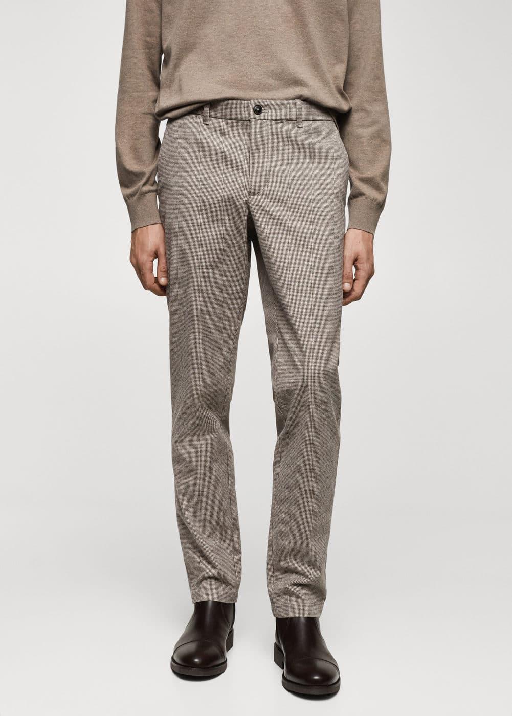 MANGO MAN - Slim-fit cotton micro-houndstooth slim-fit pants medium greyMen Product Image