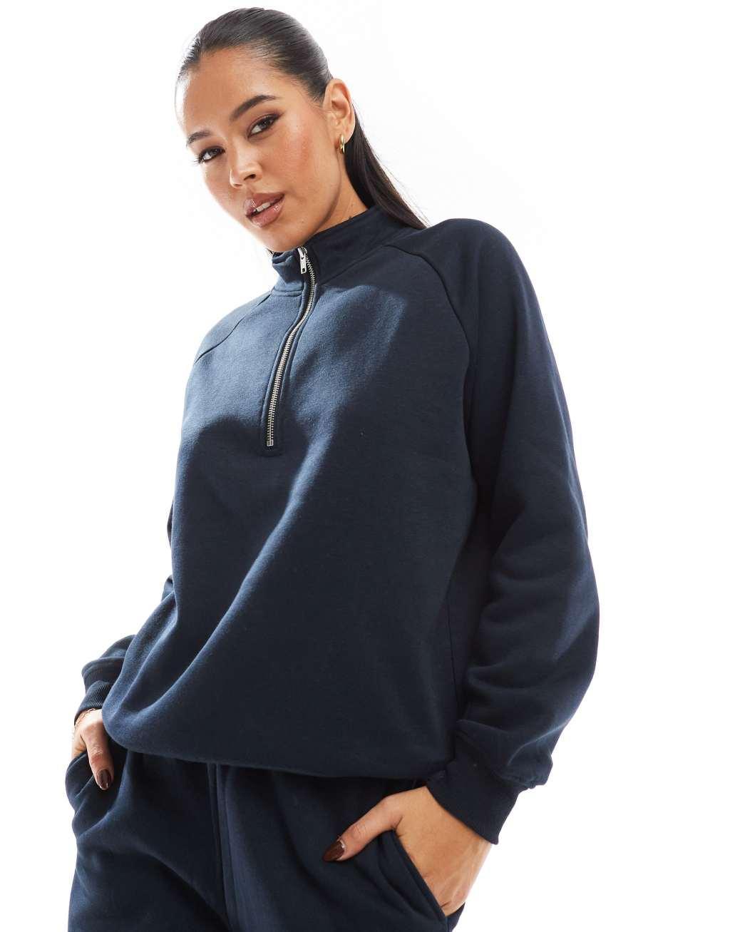 Pieces half zip sweat in dark navy - part of a set Product Image