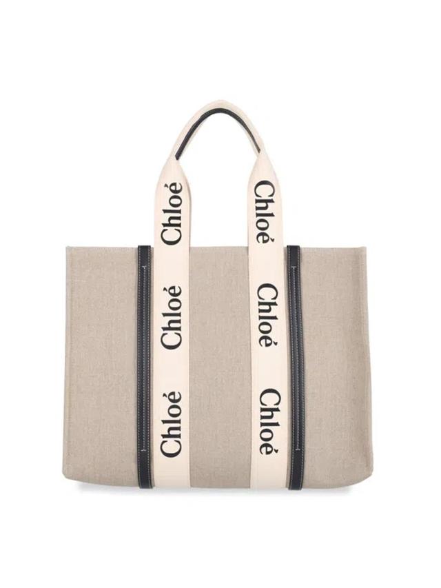 'woody' Midi Tote Bag In Beige Product Image