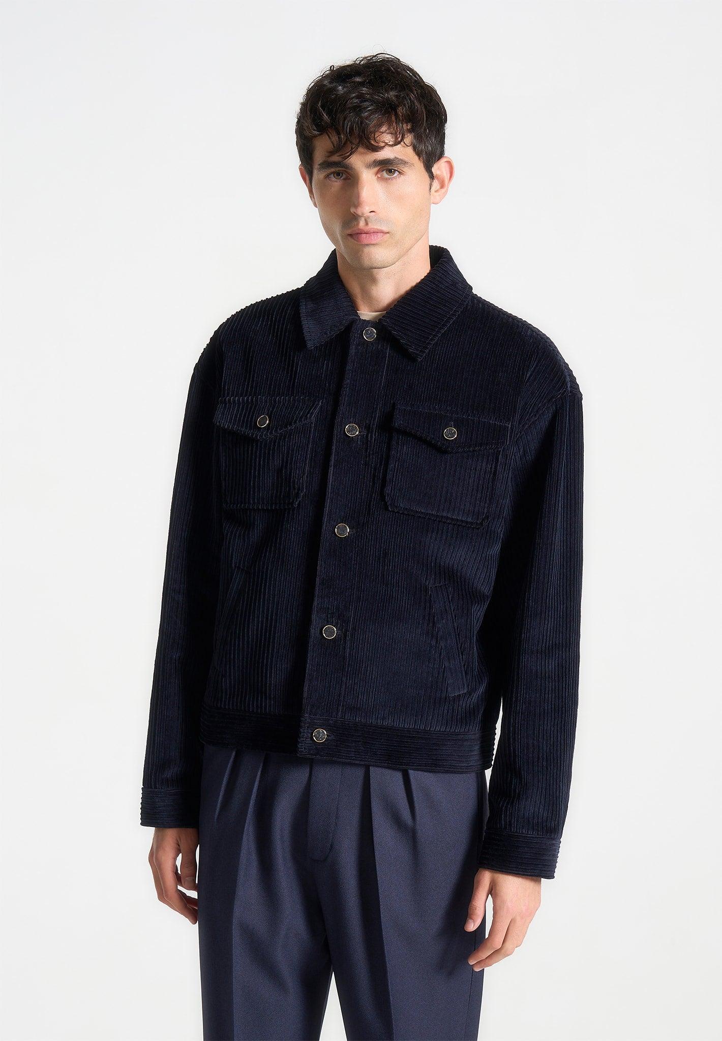 Corduroy Trucker Jacket - Navy Male Product Image