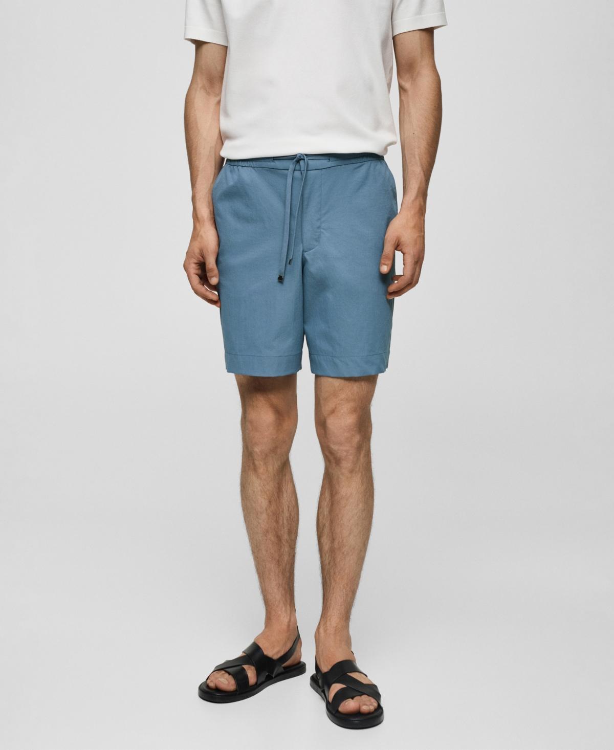 MANGO MAN - Technical fabric drawstring Bermuda shorts sky blueMen Product Image