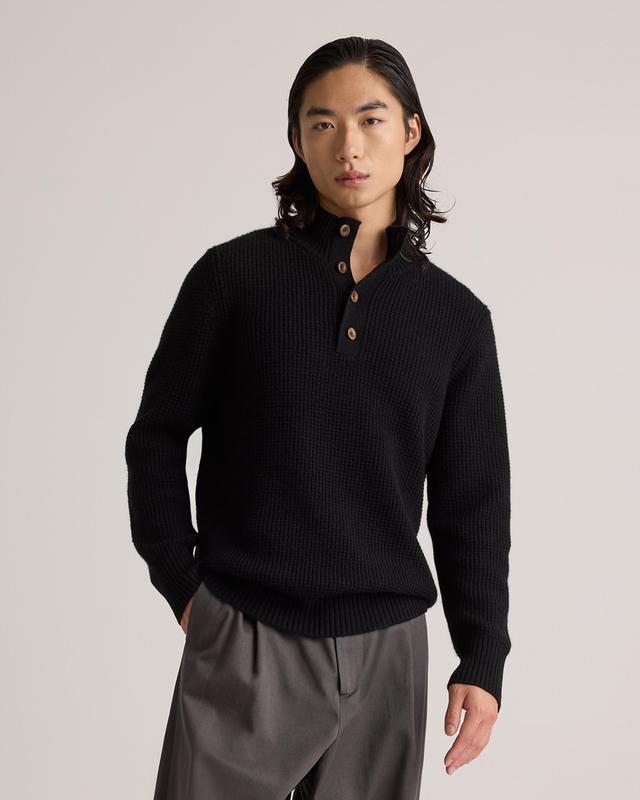 Mongolian Cashmere Waffle Quarter Button Sweater Product Image