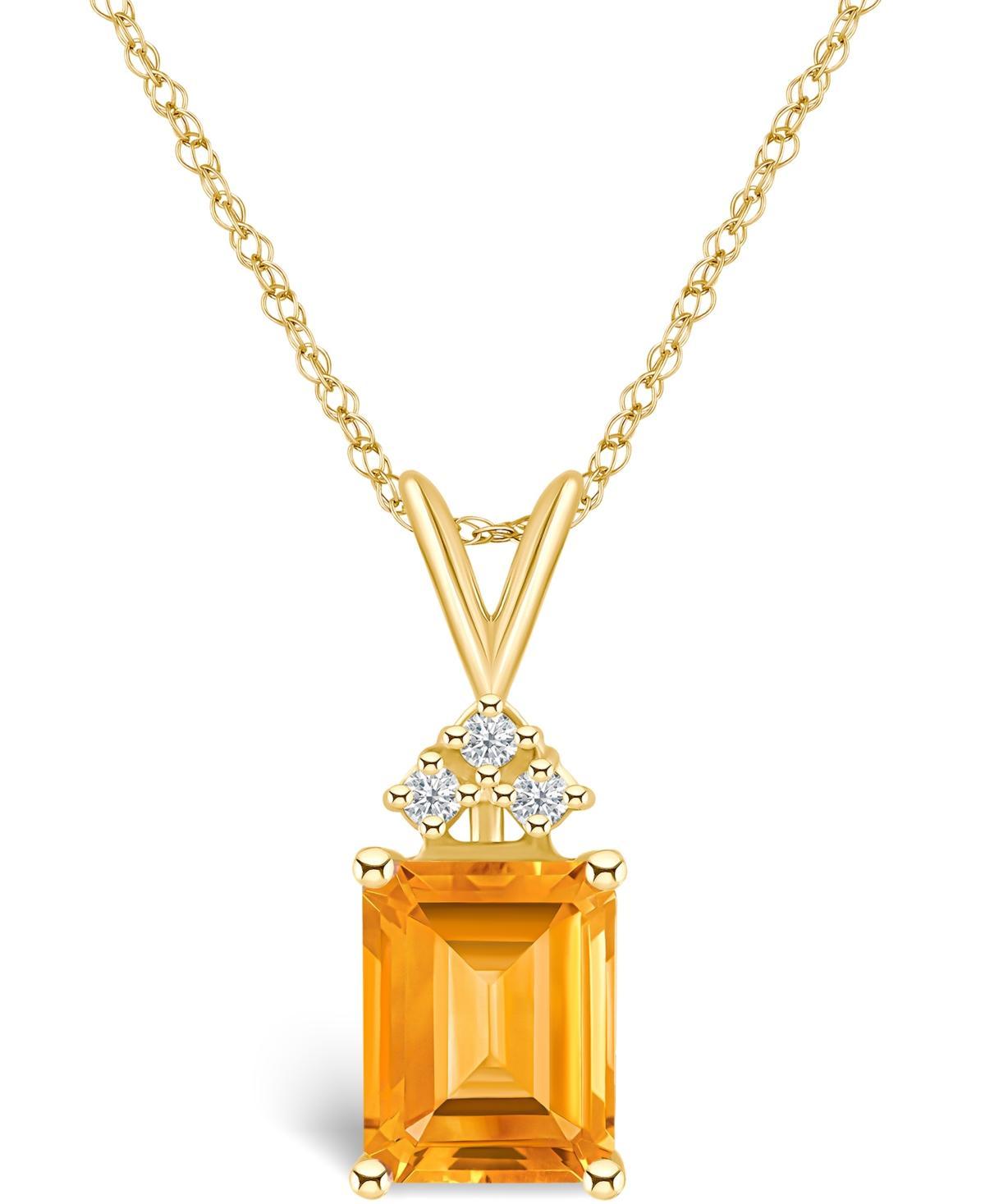 Celebration Gems 14k White Gold Gemstone & 1/10 Carat T.W. Diamond Pendant Necklace, Womens Citrine Product Image