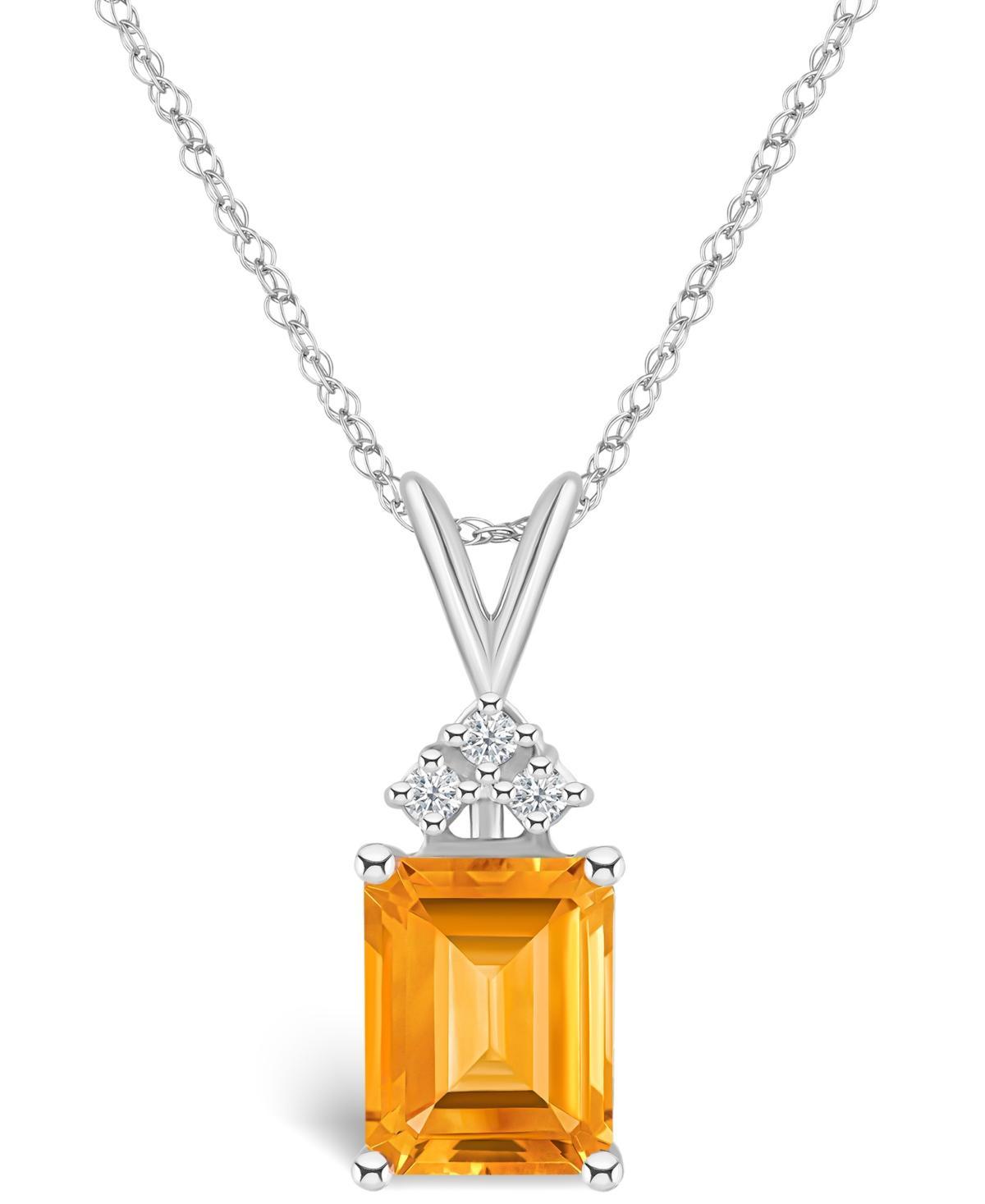 Celebration Gems 14k White Gold Gemstone & 1/10 Carat T.W. Diamond Pendant Necklace, Womens Citrine Product Image