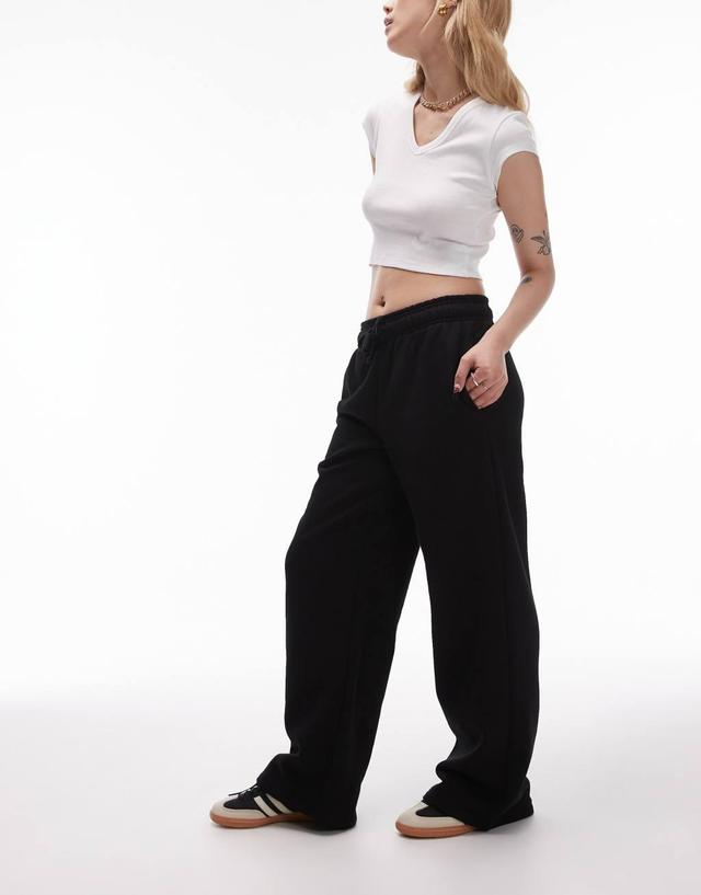 Topshop Petite straight leg sweatpants in black Product Image