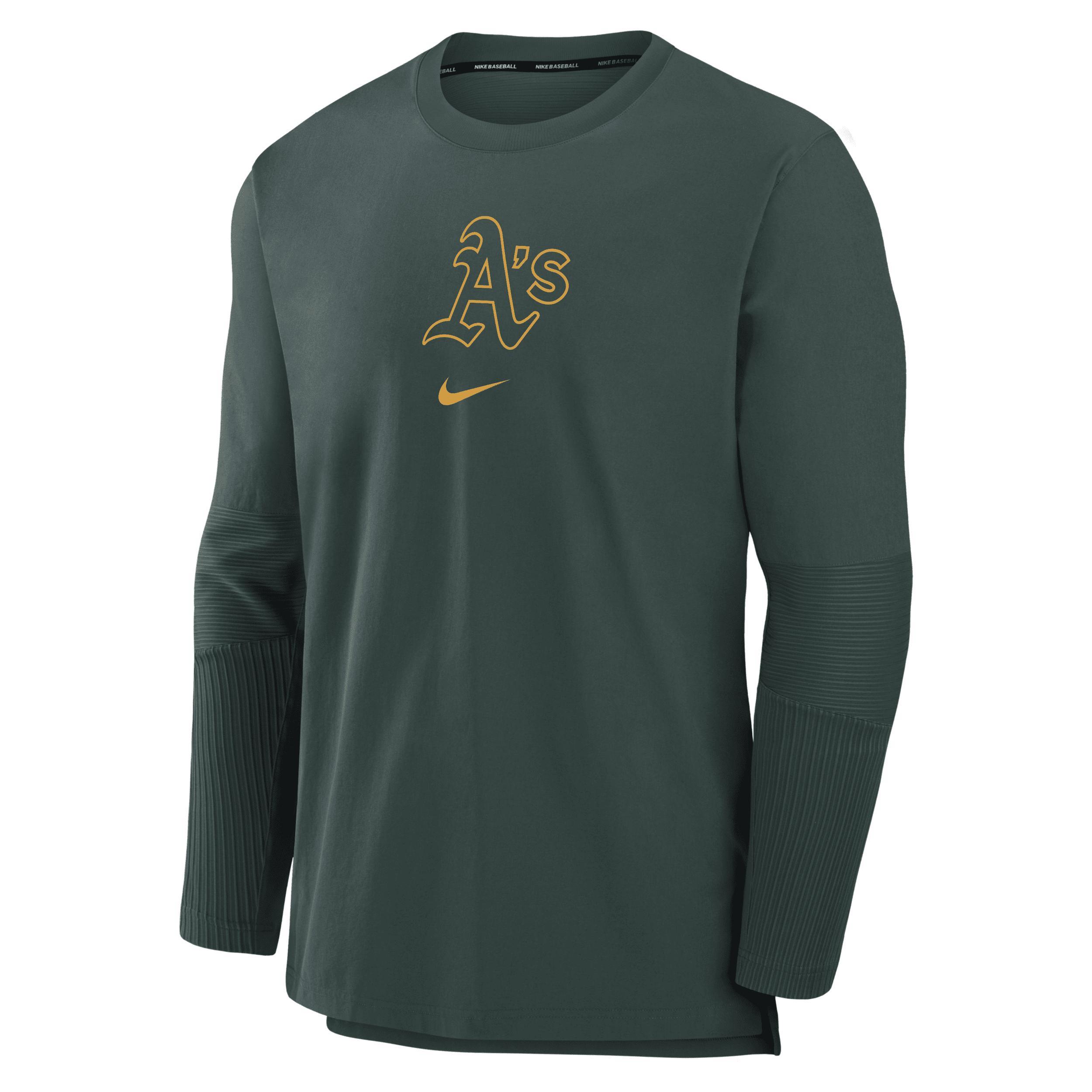 Nike Mens Green Oakland Athletics Authentic Collection Player Performance Pullover Sweatshirt Product Image