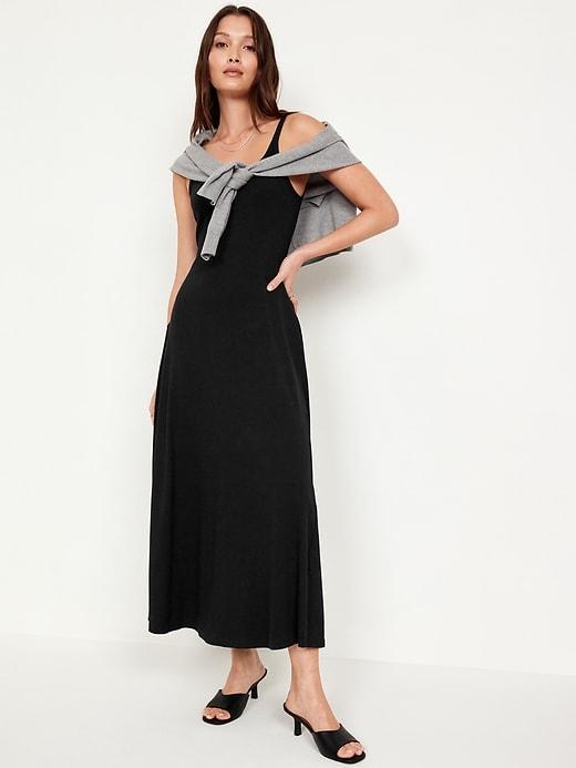 Fit & Flare Rib-Knit Maxi Dress Product Image