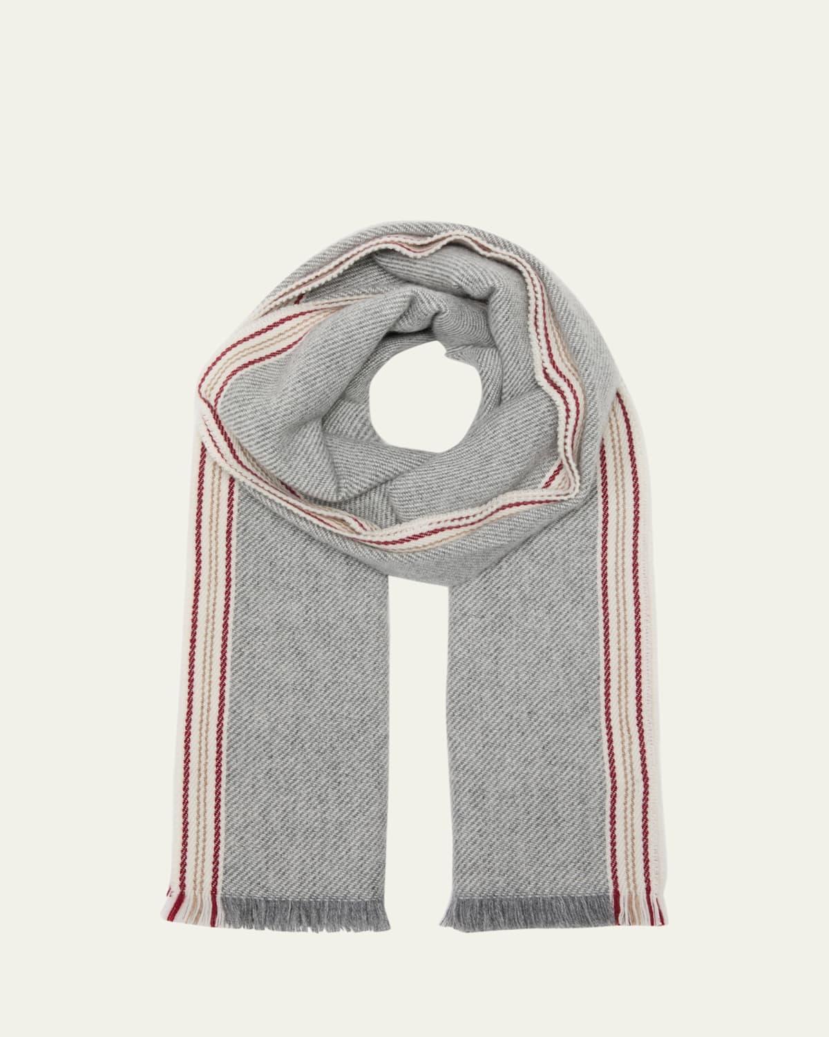 Mens Cashmere Scarf With Striped Edge Product Image