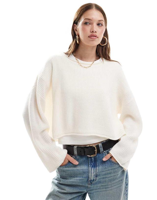 Miss Selfridge slouchy sweater in cream Product Image