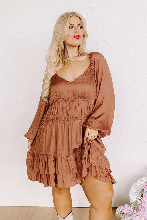 Caught Crushing Ruffle Dress In Rustic Rose Curves Product Image