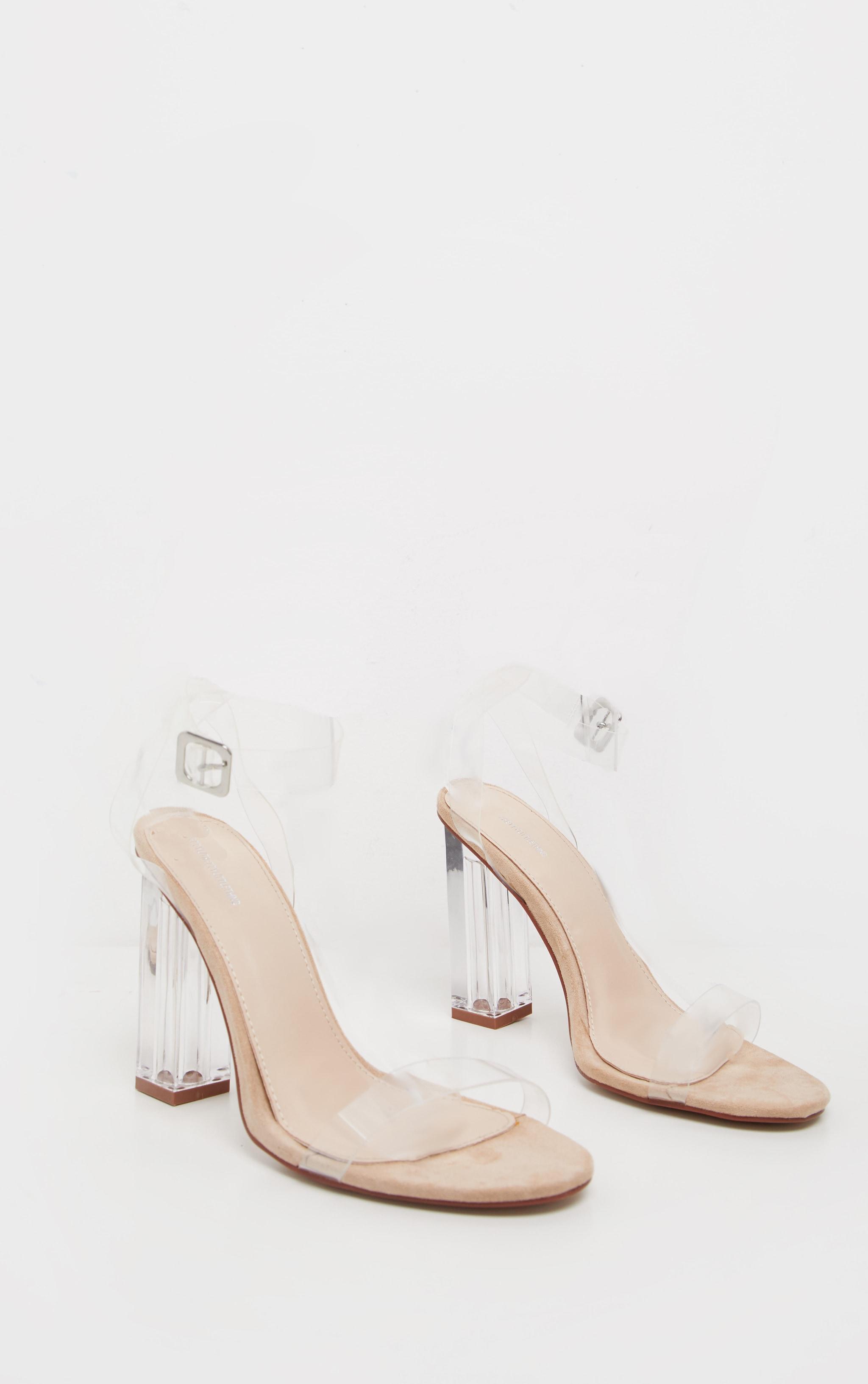 Nude Wide Fit Clear Block Heel Sandal Product Image