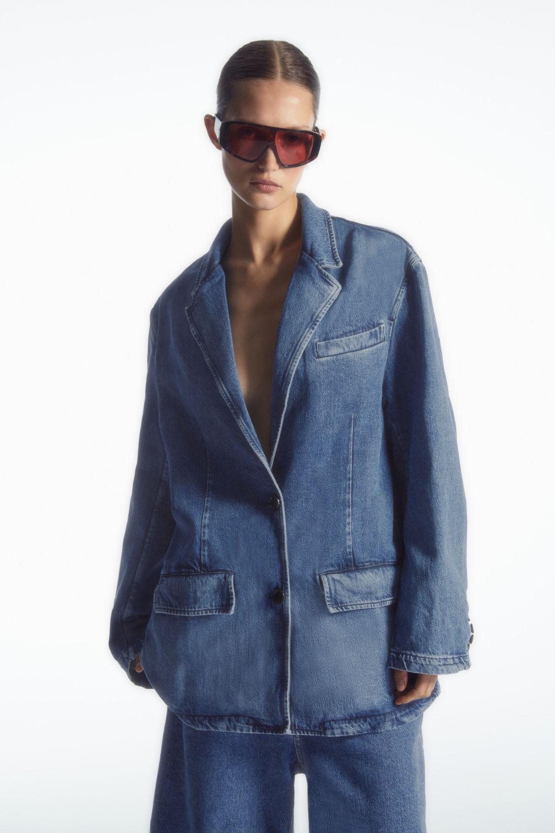 SINGLE-BREASTED DENIM BLAZER Product Image