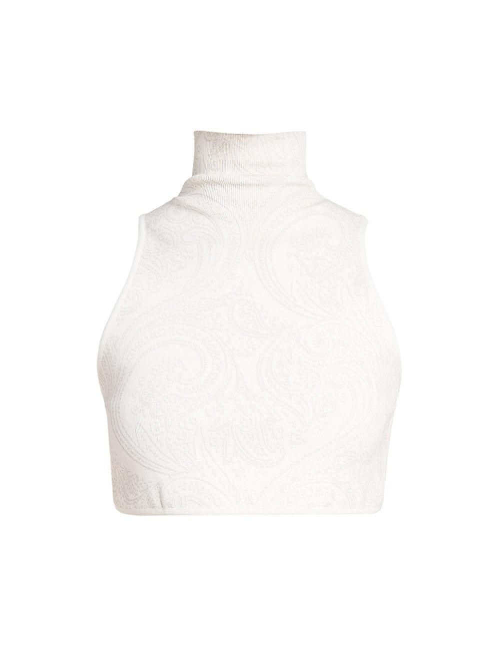 Womens Paisley Mock Turtleneck Crop Top Product Image