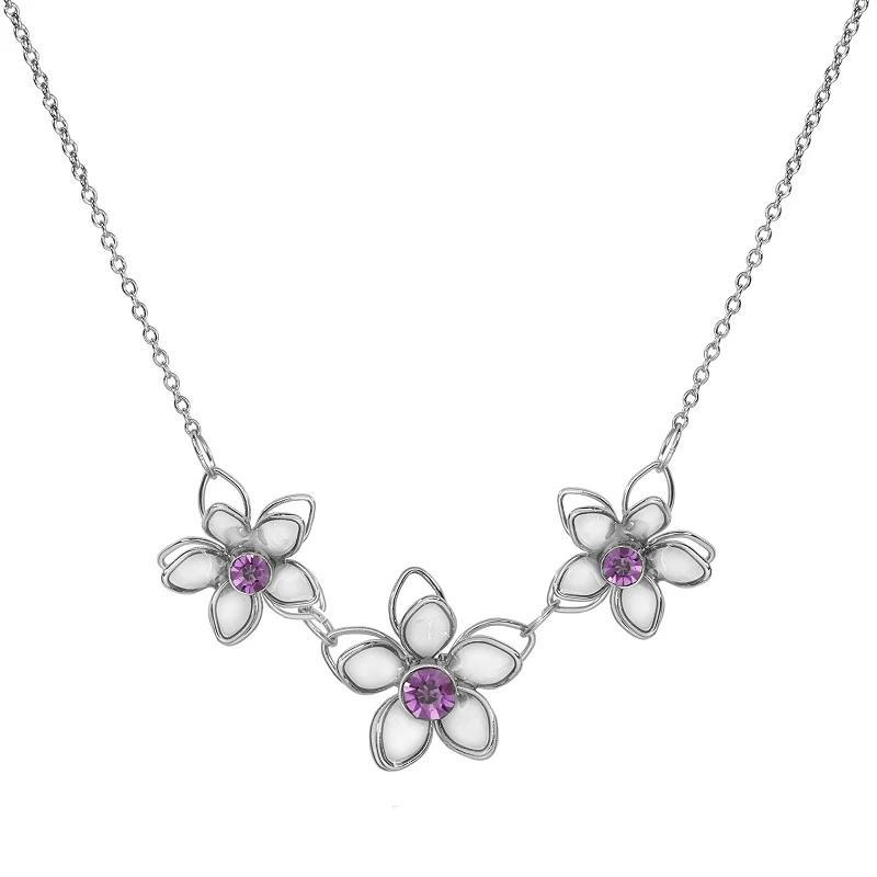 LC Lauren Conrad Crystal Three Flower Statement Necklace, Womens, Purple Product Image