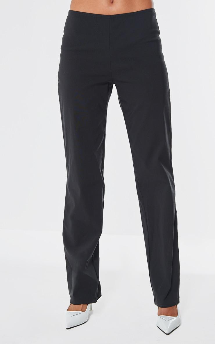 Black Stretched Woven Straight Leg Trousers Product Image