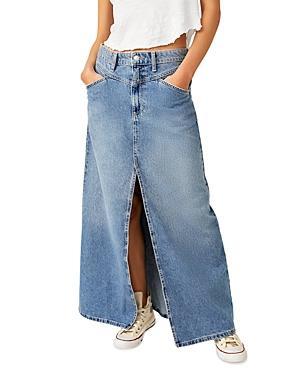 Free People Come As You Are Fray Hem Denim Maxi Skirt Product Image