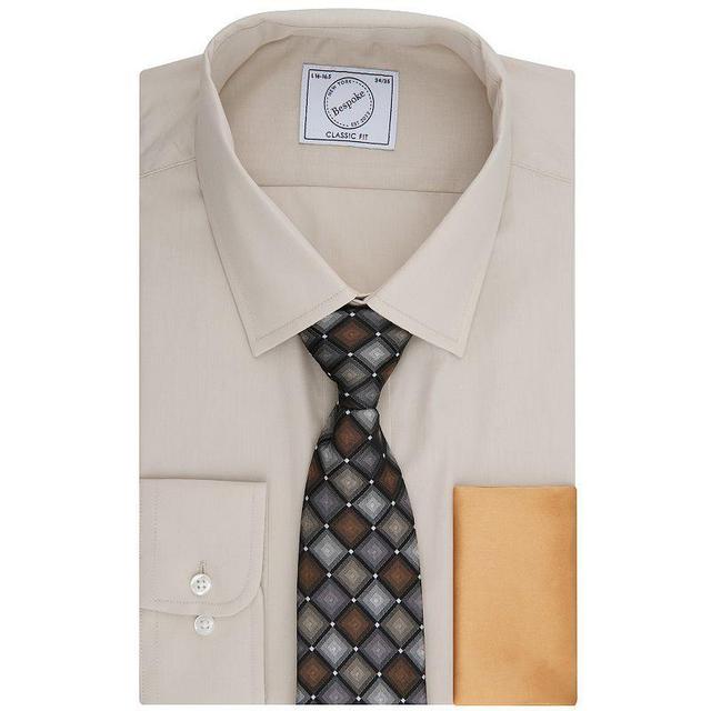 Mens Bespoke Classic-Fit Dress Shirt, Tie & Pocket Square Set Product Image