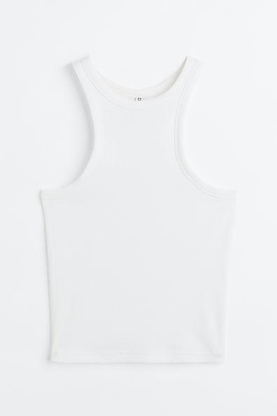 H & M - Crop Tank Top - White Product Image