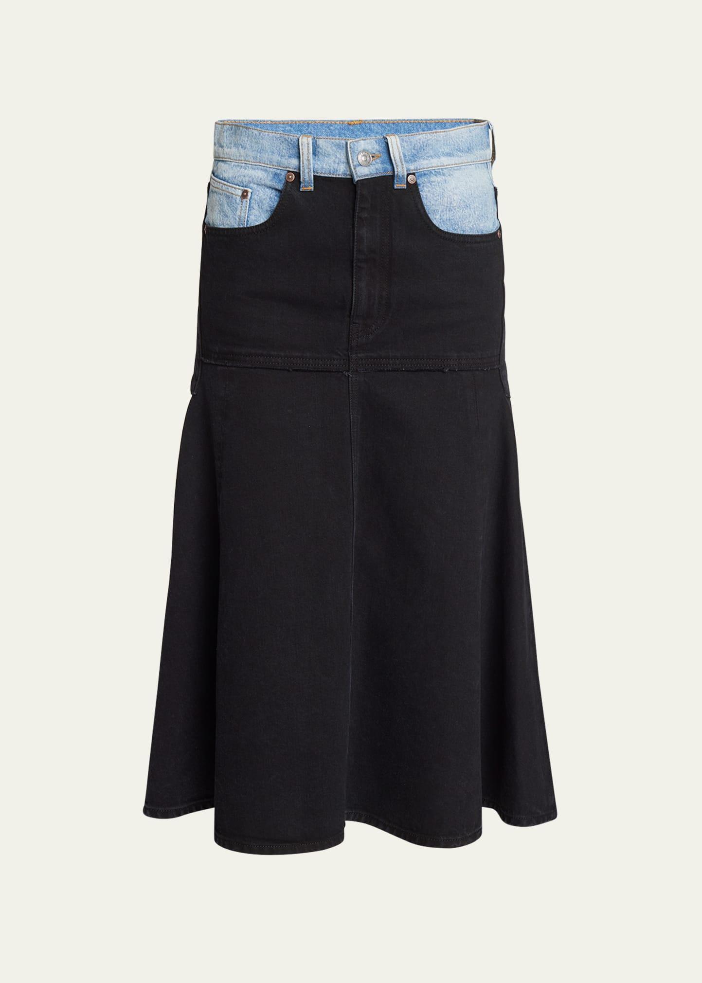 Womens Contrast Denim Midi-Skirt product image