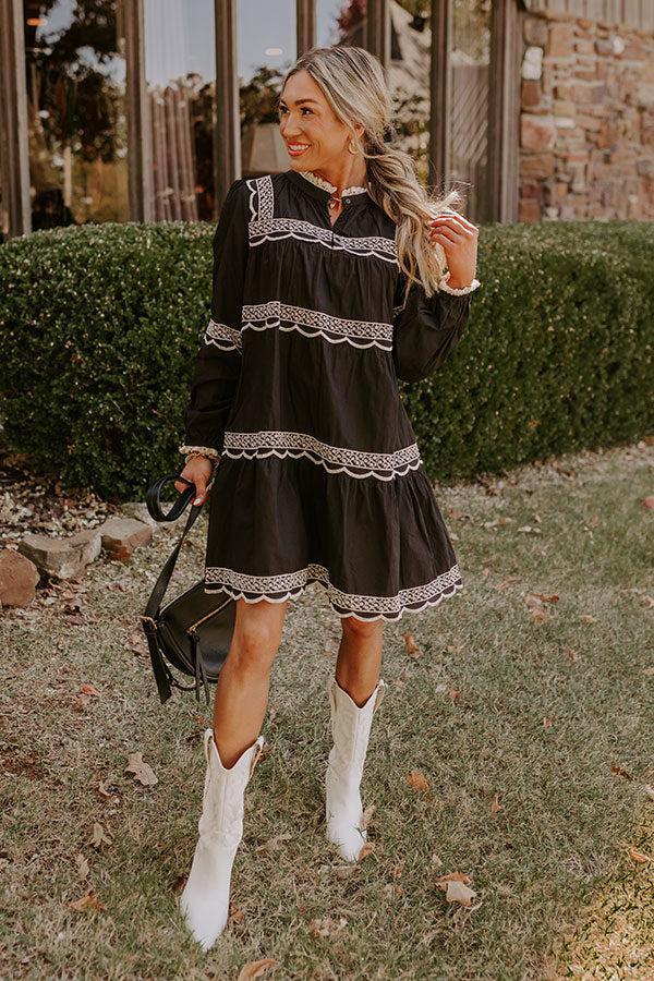 Thankful Moment Embroidered Mini Dress in Black Product Image