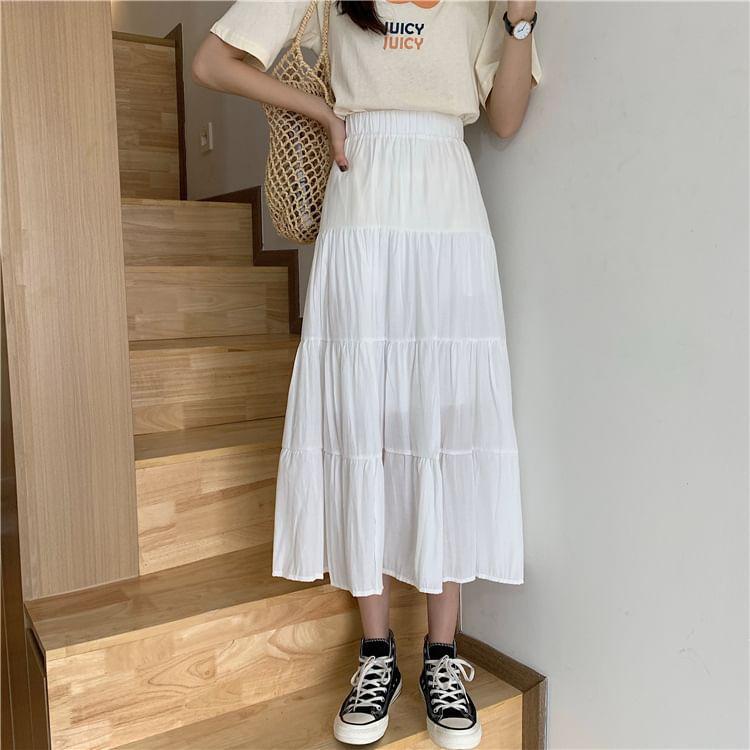 Tiered A-Line Midi Skirt Product Image