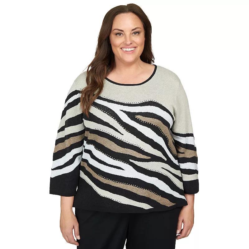 Plus Size Alfred Dunner Animal Jacquard Beaded Top, Womens Product Image