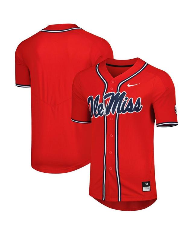 Mens Nike Red Ole Miss Rebels Full-Button Replica Baseball Jersey - Red Product Image