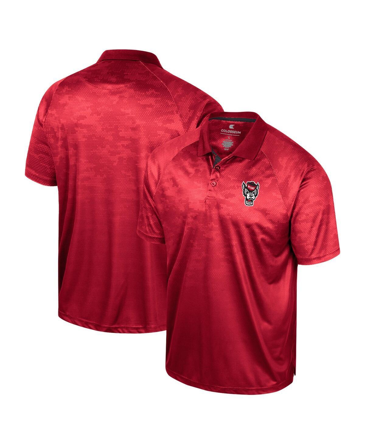 Mens Colosseum Red NC State Wolfpack Honeycomb Raglan Polo Product Image