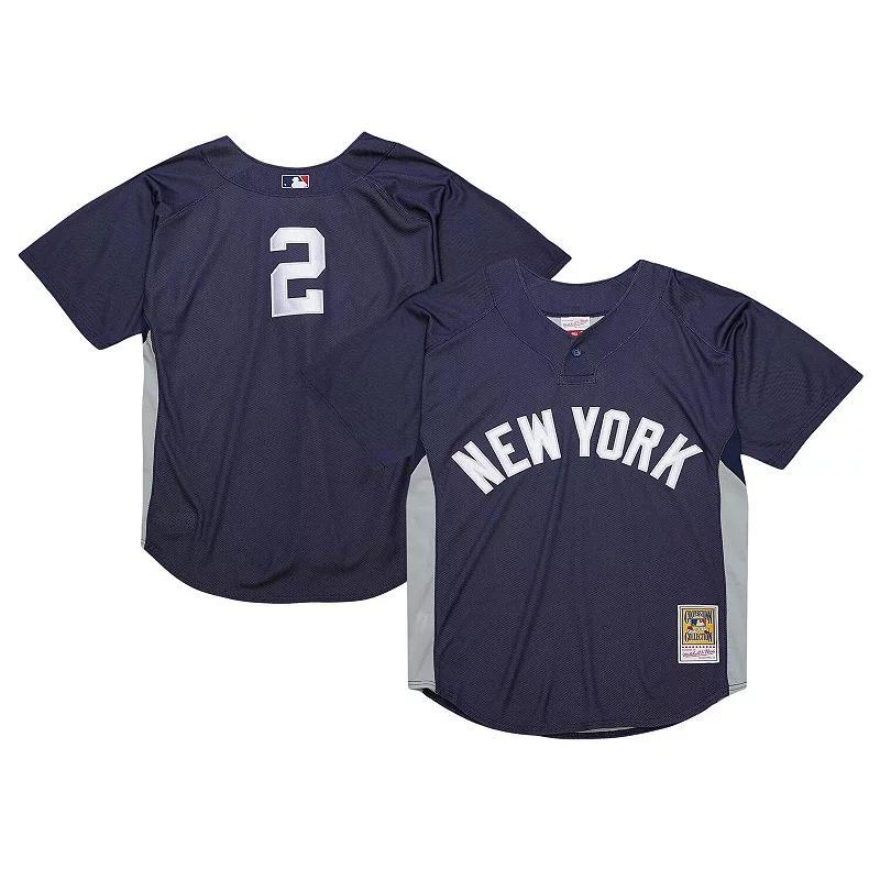 Mens Mitchell & Ness Derek Jeter New York Yankees Cooperstown Collection Batting Practice Jersey Blue Product Image