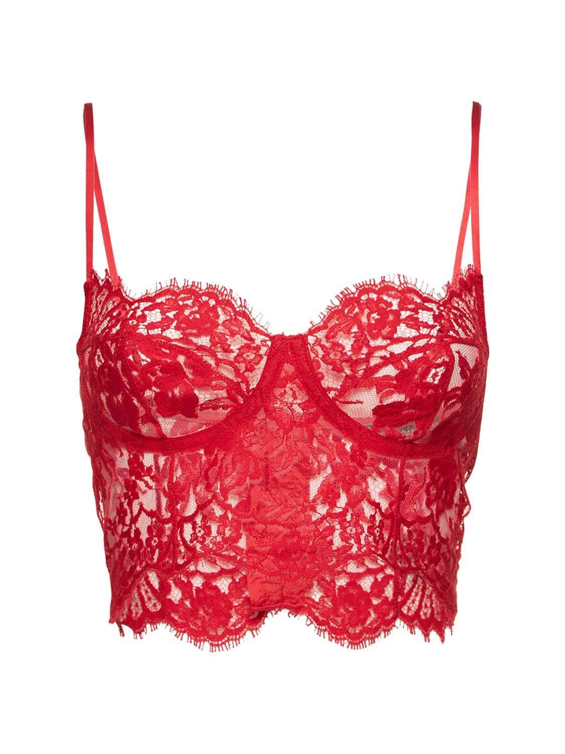 Lace Bralette Top In Red Product Image