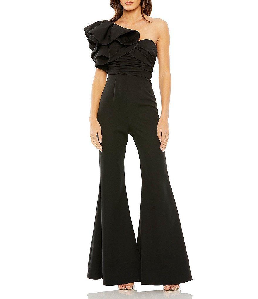 Mac Duggal One Shoulder Ruffled Detail Flared Jumpsuit Product Image