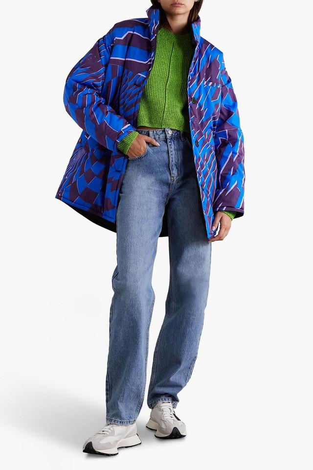 Alex Oversized Reversible Printed Shell Coat In Blue Product Image