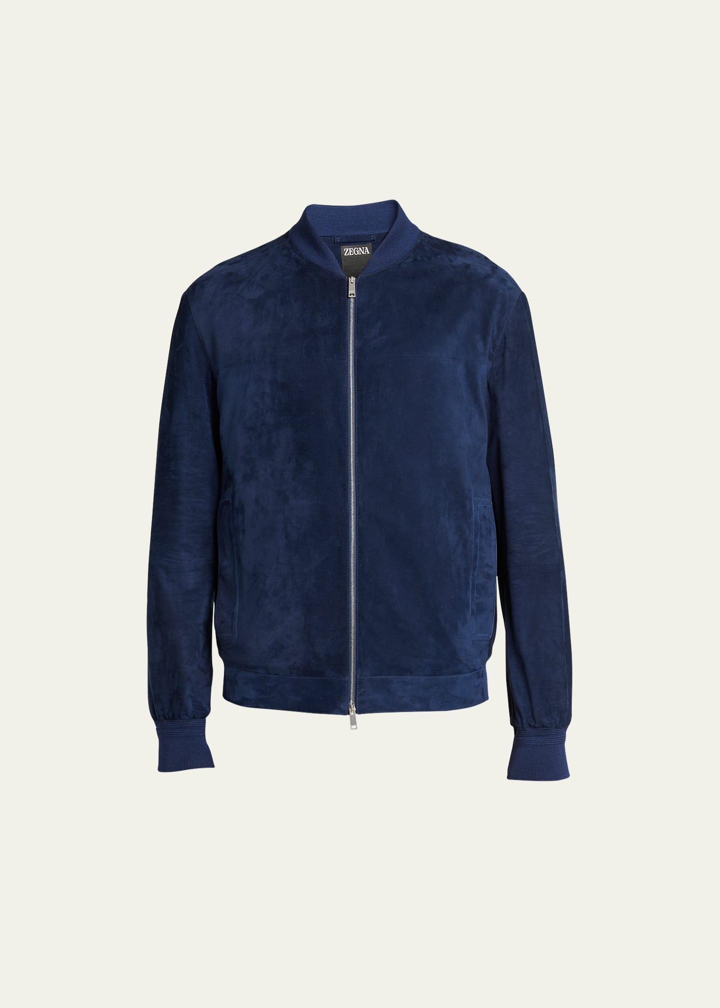 Mens Suede Full-Zip Bomber Jacket Product Image