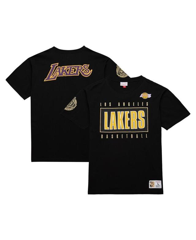 Mens Mitchell & Ness Black Distressed Los Angeles Lakers Hardwood Classics Team Og 2.0 Premium Vintage-Like Logo T-shirt Product Image