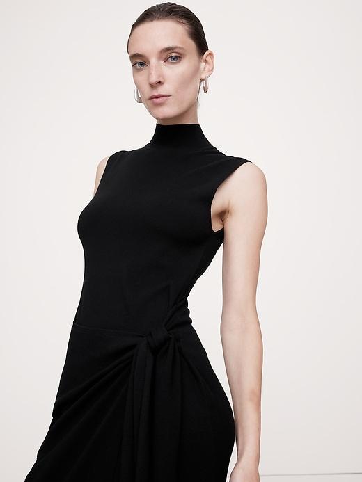 Mock-Neck Wrap Sweater Dress Product Image